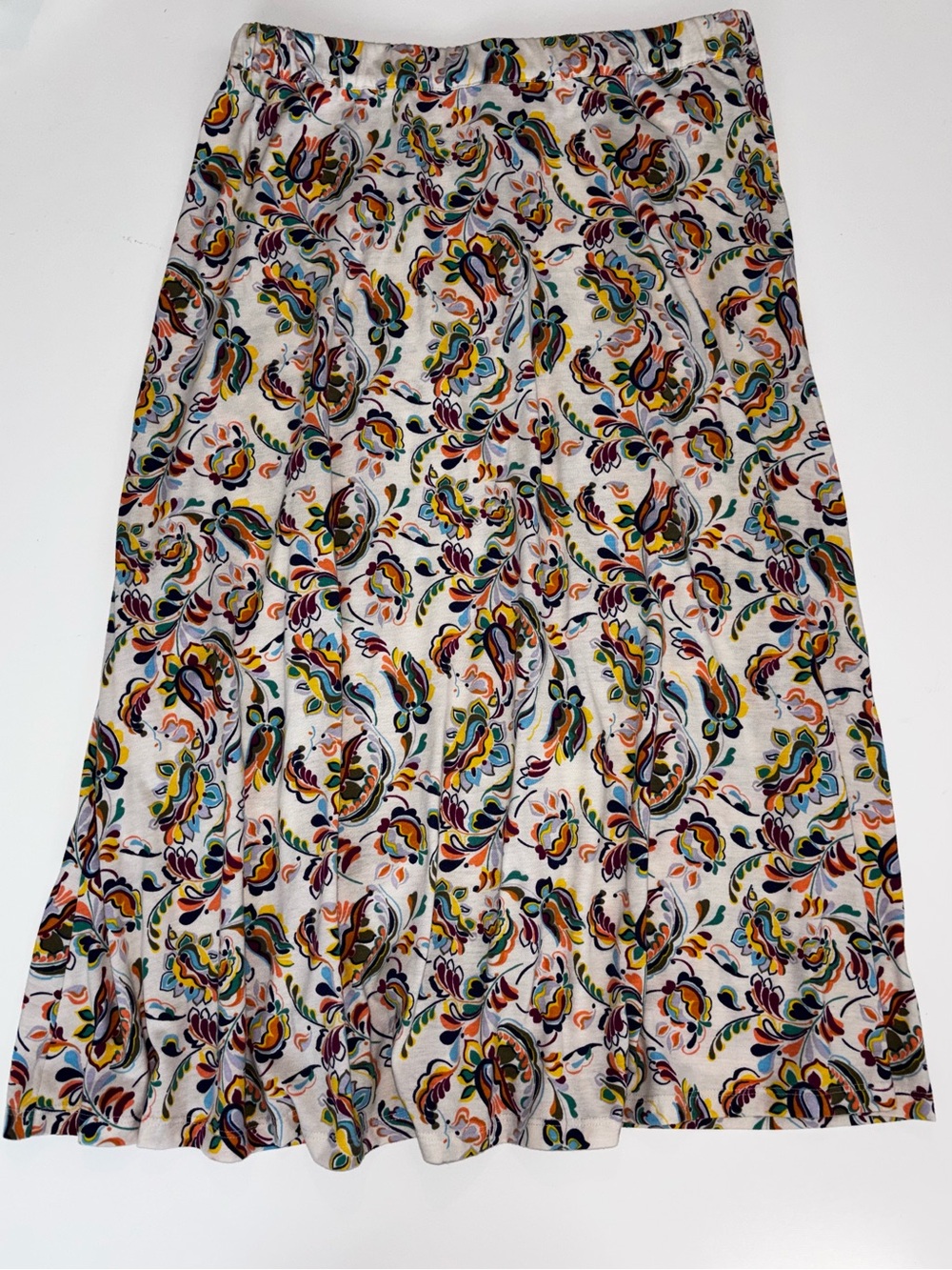 Coldwater Creek Cream Maxi Skirt with Multicolor Paisley Print